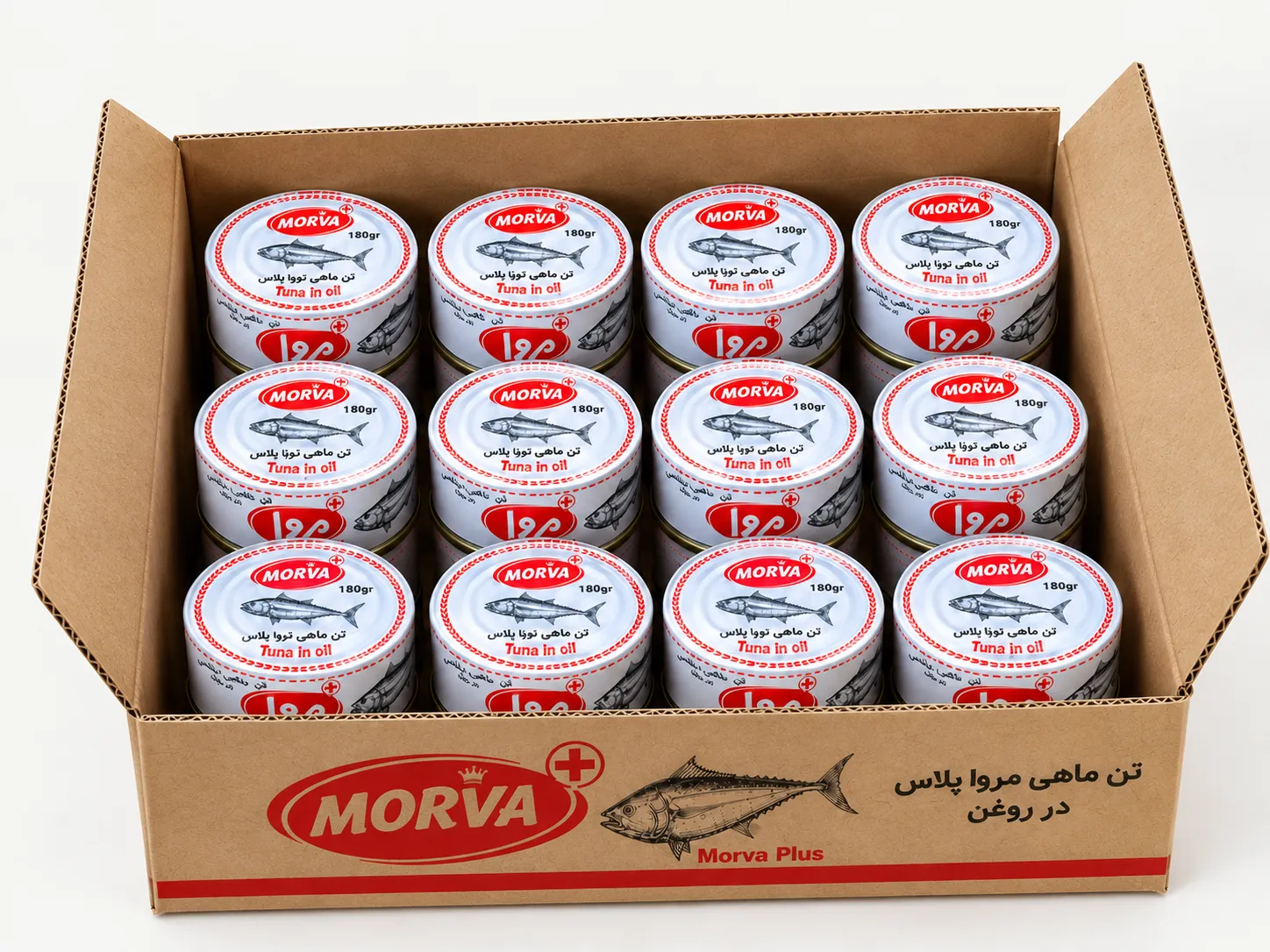 کنسرو ماهی تن (هوور) با روغن گیاهی ۱۸۰ گرمی ـ مُروا پلاس- باکس 24 تایی